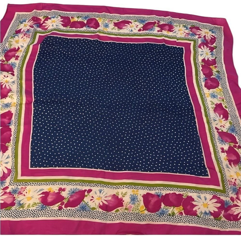 Vintage silk Floral Pink and Blue Women's Scarf